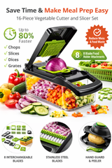 16-Piece Vegetable Cutter and Slicer Set Multi-Function Kitchen Chopper