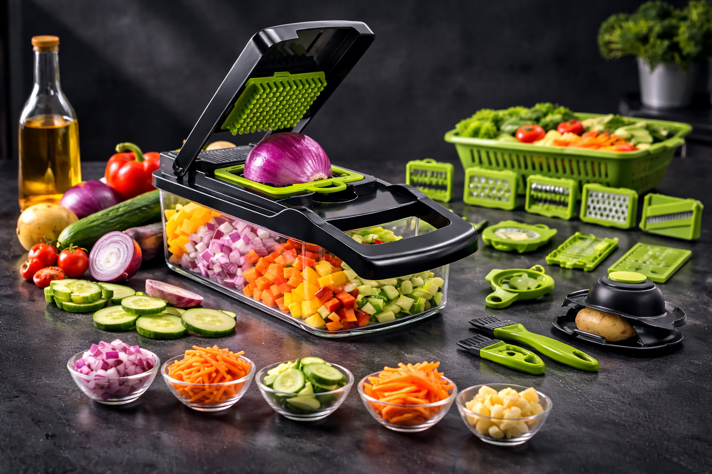 16-Piece Vegetable Cutter and Slicer Set Multi-Function Kitchen Chopper