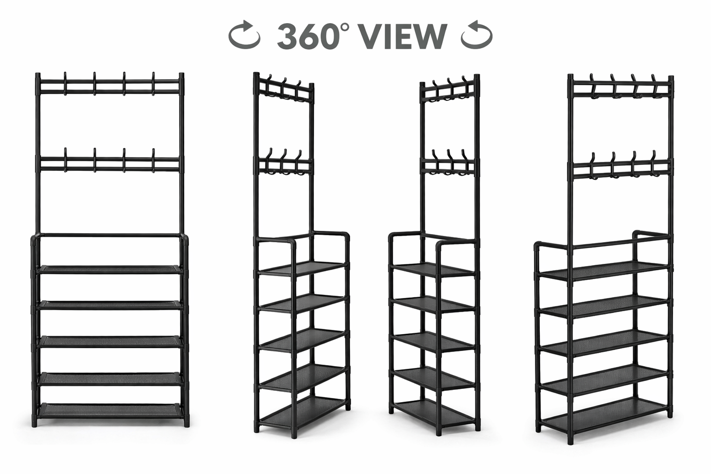 Free Standing Metal Shoe Rack Organizer Space Saving Closet Entryway Shoe Shelf Stand