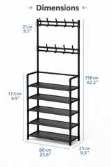 Free Standing Metal Shoe Rack Organizer Space Saving Closet Entryway Shoe Shelf Stand