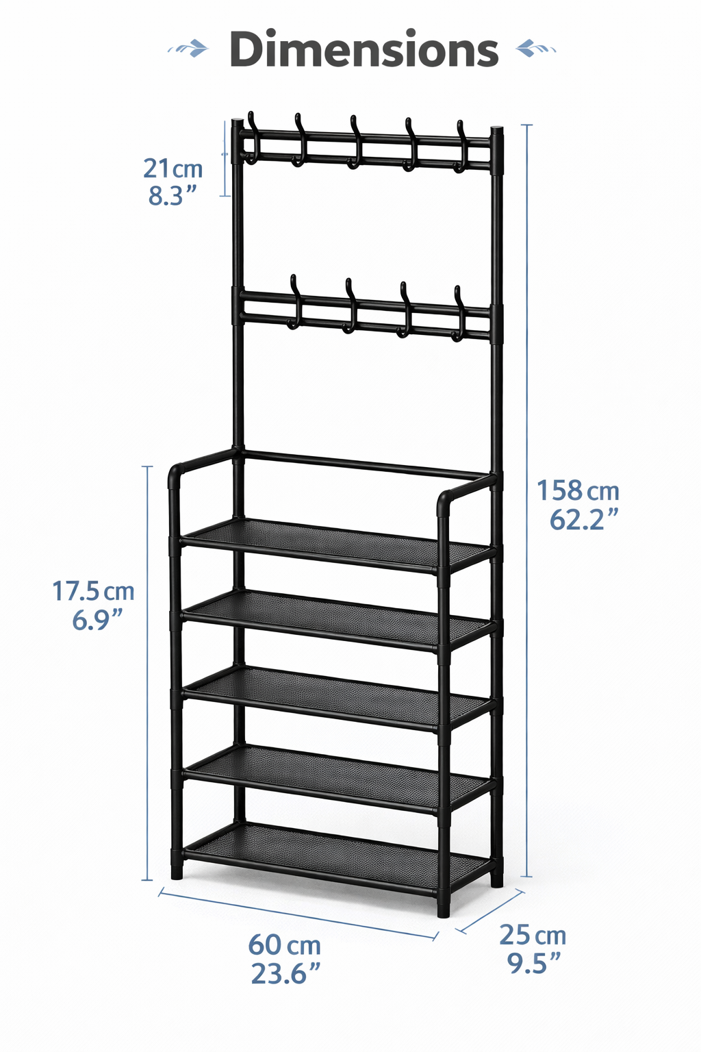 Free Standing Metal Shoe Rack Organizer Space Saving Closet Entryway Shoe Shelf Stand