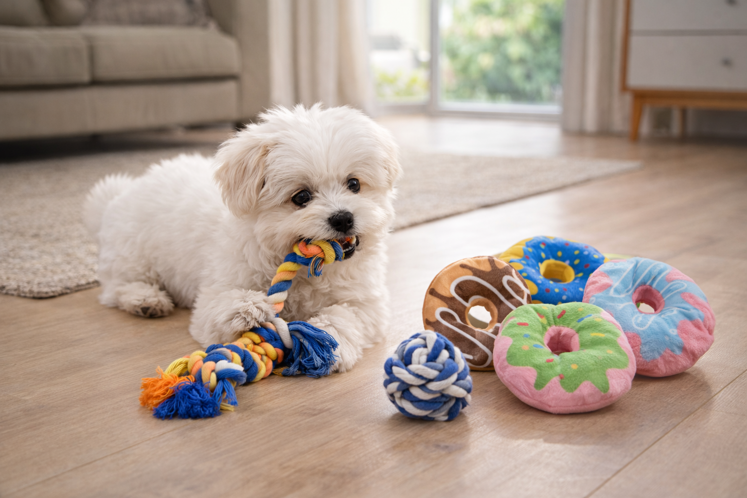 Toozey Puppy Teething Chew Toys for Small Dogs Colorful Donut Durable Puppy Toy Set