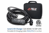 Level 2 EV Charger 32A NEMA 14-50P 25ft Portable EV Charging Cable 7KW J1772 ETL Certified