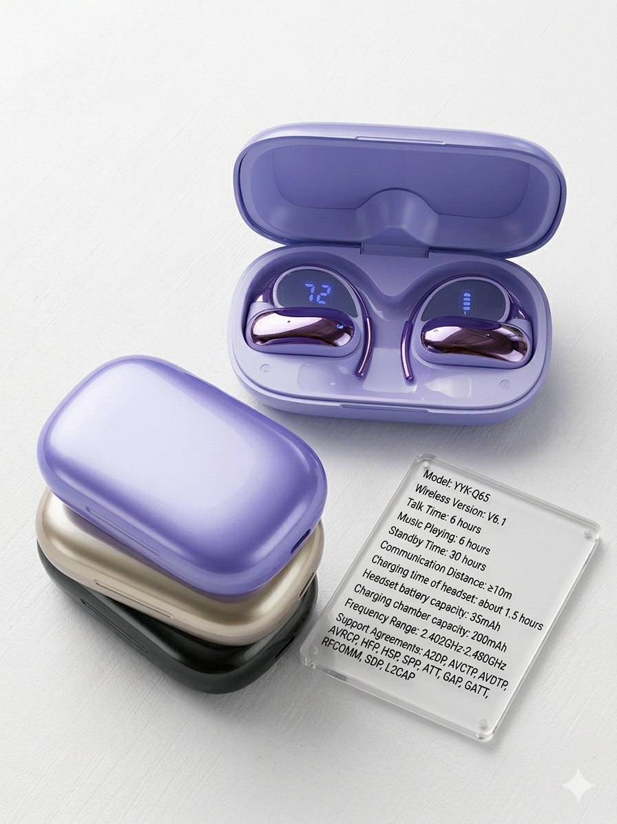 YYK-Q65 AI Ear-Mounted Wireless Headphones: Experience True Open-Ear Freedom