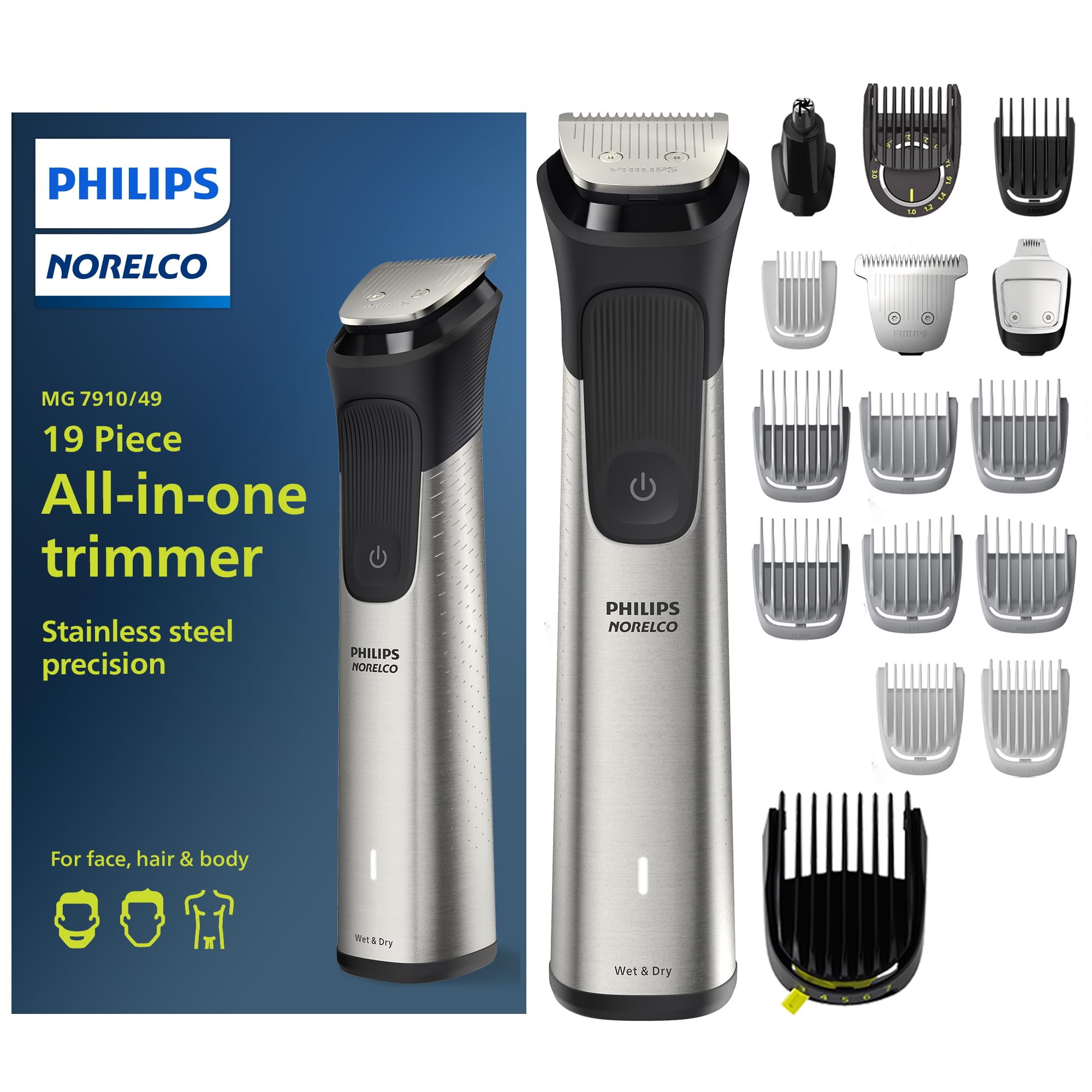 Philips Norelco Multigroom 7000 Stainless Steel Precision Trimmer product image