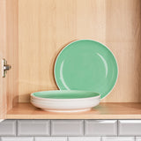 Porcelain Dinner Plates Set Of 4 Tableware Serving Plates for Salad, Pasta, Steak - 11 x 1.3 inches - Celeste (Lusite Green)