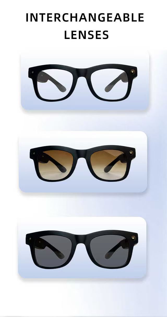 8MP AI Smart Glasses with HD Camera AI Translation Audio Playback Photochromic Lenses