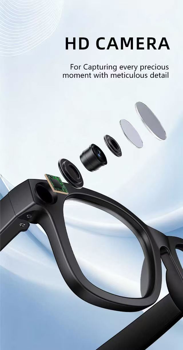 8MP AI Smart Glasses with HD Camera AI Translation Audio Playback Photochromic Lenses
