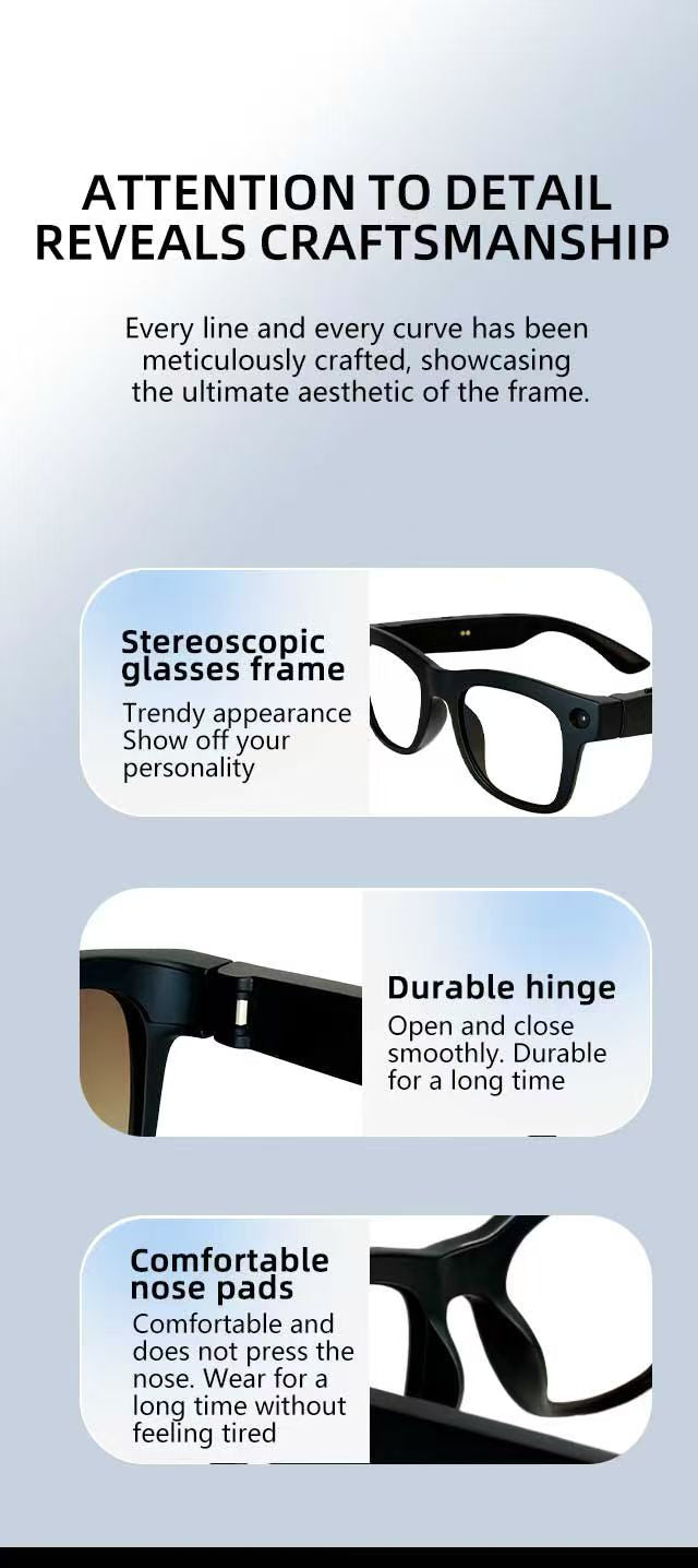 8MP AI Smart Glasses with HD Camera AI Translation Audio Playback Photochromic Lenses