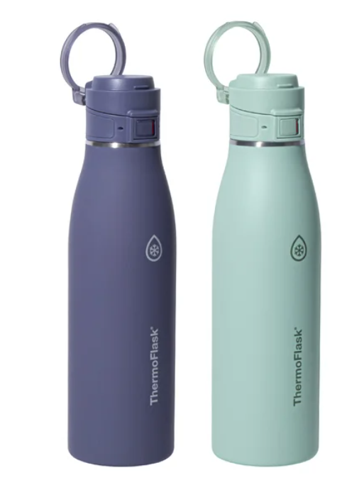 Thermoflask 740 mL (25 oz) Stainless Steel Water Bottle – 2-Pack, Double-Wall Vacuum Insulated, Reusable & Leak-Resistant