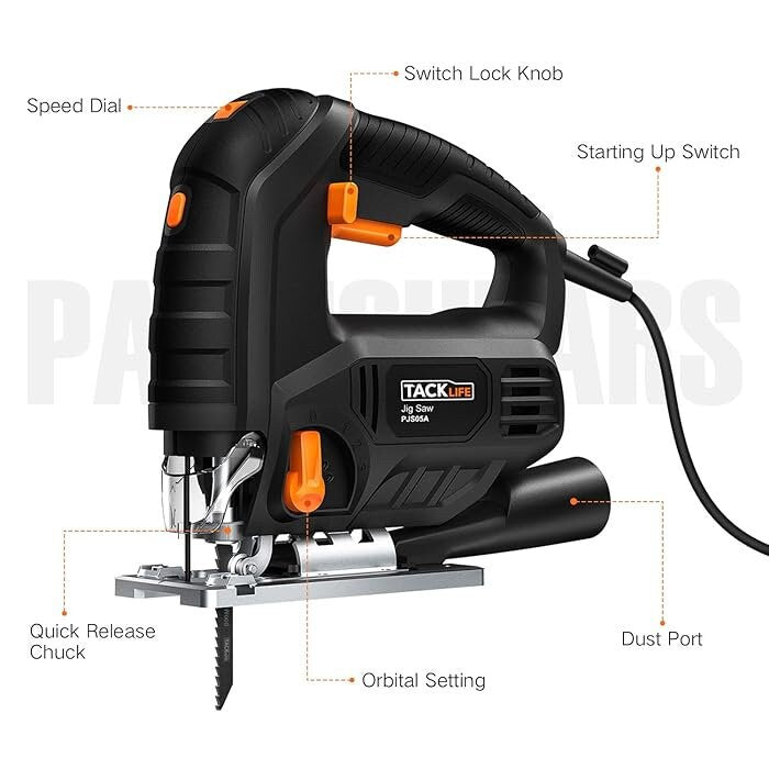 TACKLIFE Corded Jigsaw – Heavy-Duty with Laser & LED Lighting