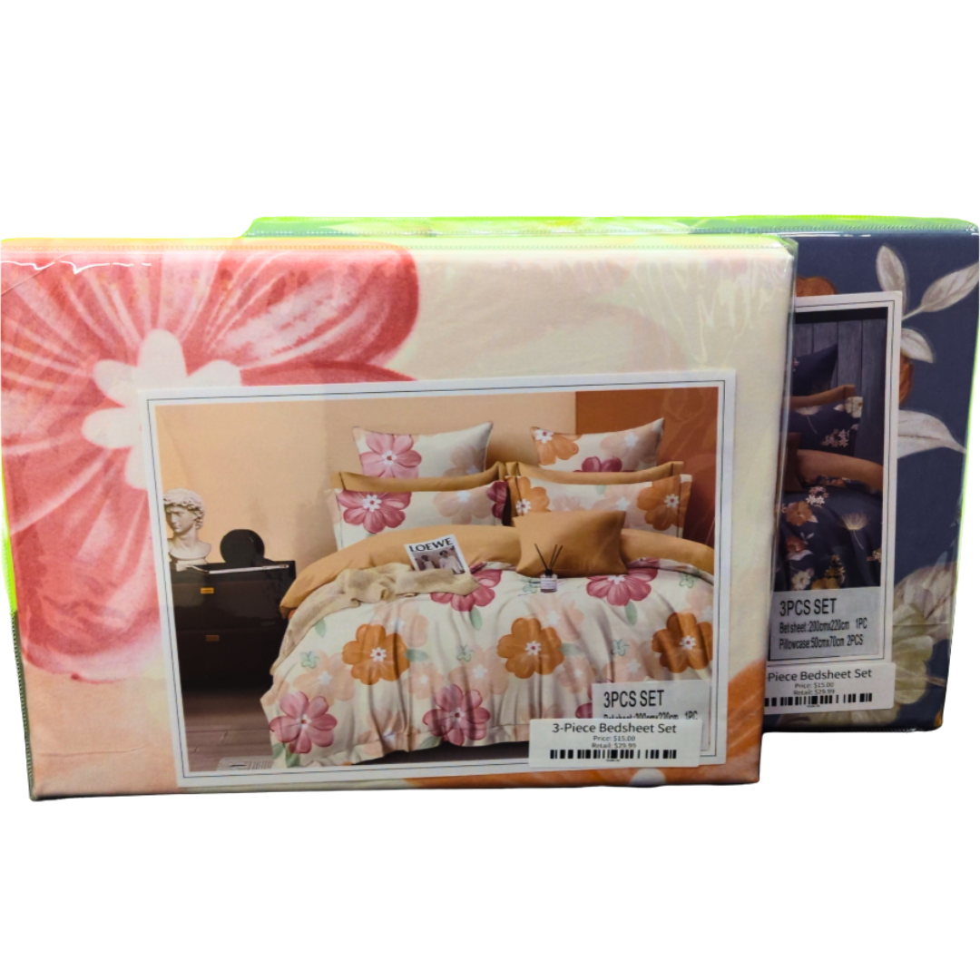 3-Piece Bedsheet Set – Soft & Comfortable Bedsheet with 2 Matching Pillow Covers