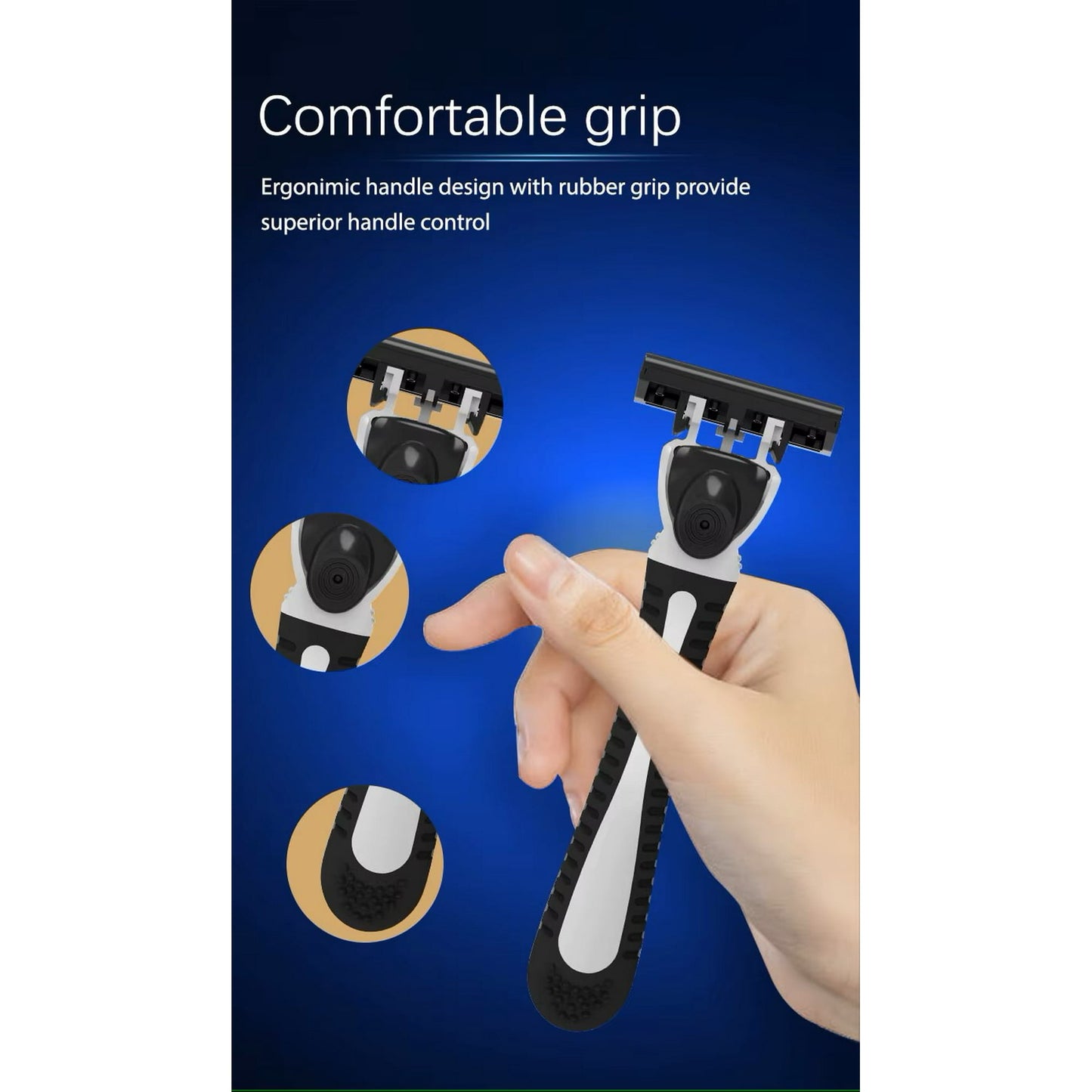 Max A Series 6 Layer Stainless Steel Razor Blades With Pivoting Rounded Head, Lubricating Strip Super Comfort Razor For Men, 3 Pack.