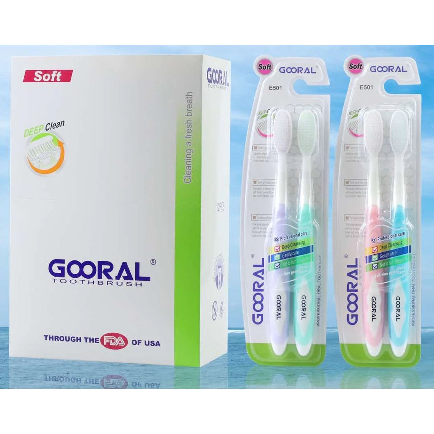 GOORAL E501 Double Soft Bristle Toothbrush, Professional 2-Pack – Gentle & Effective Oral Care