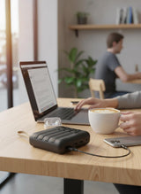 K16 Power Bank 10,000 mAh Portable Charger with 4 Built-In Charging Cables – Fast Charge USB-C, Lightning & Micro USB, Dual Output, Slim Powerbank for iPhone, Samsung, Android Devices