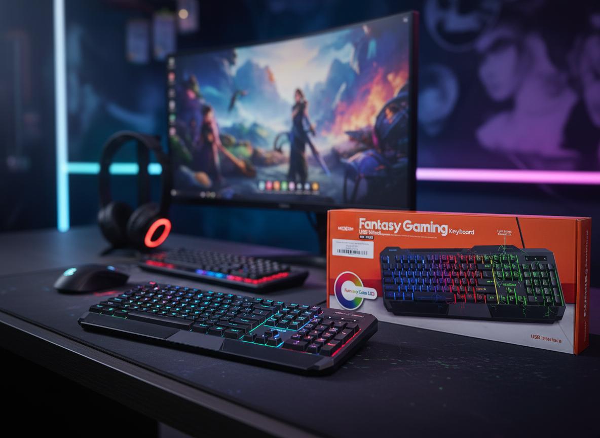 Moxom MX-KB08 Fantasy Gaming Keyboard – RGB Backlit, Mechanical Feel Wired USB Keyboard