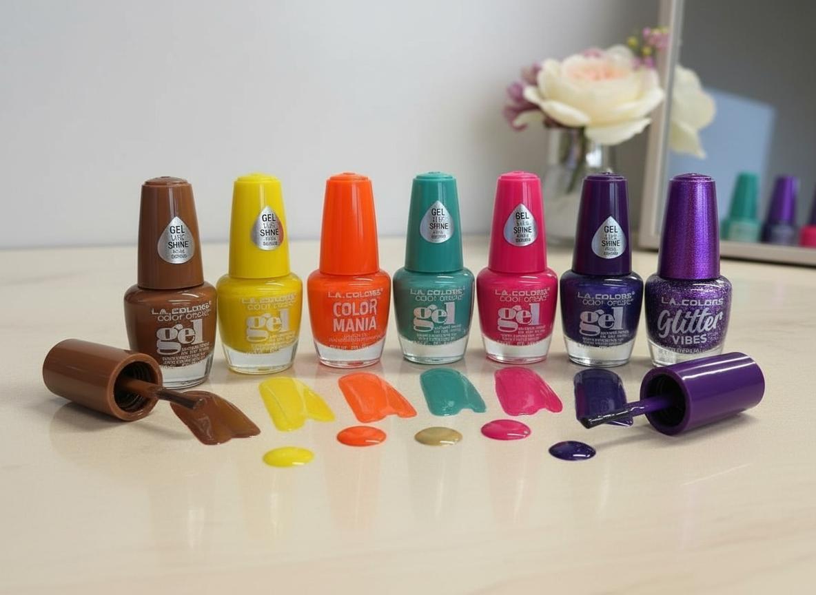 L.A. Colors Extreme Shine Gel Like Nail Polish Value Bundle – High Gloss, Long Lasting, Chip Resistant, No UV Needed