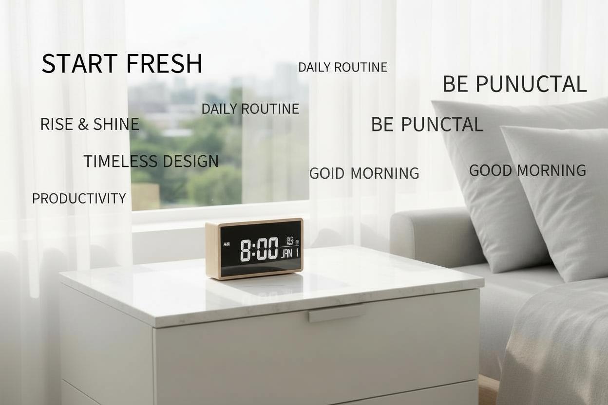 Meross Wooden Digital Alarm Clock - USB Powered with 3 Alarm Settings