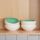 Porcelain Salad Bowls 7.2 x 3 in. Set Of 4 - Serving Bowl for Soup, Dessert, Ice Cream. Stackable Bowls for Oatmeal - Microwave, Oven, and Dishwasher Safe, Scratch Resistant 37 oz (Lusite Green)