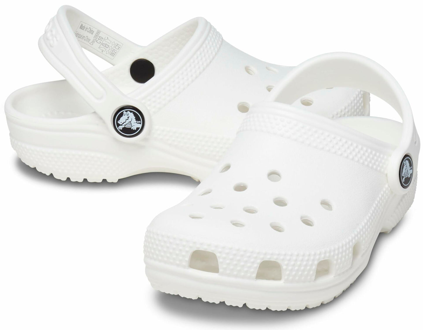 Crocs Unisex-Child Classic Clogs, White/White, 4 Big Kid