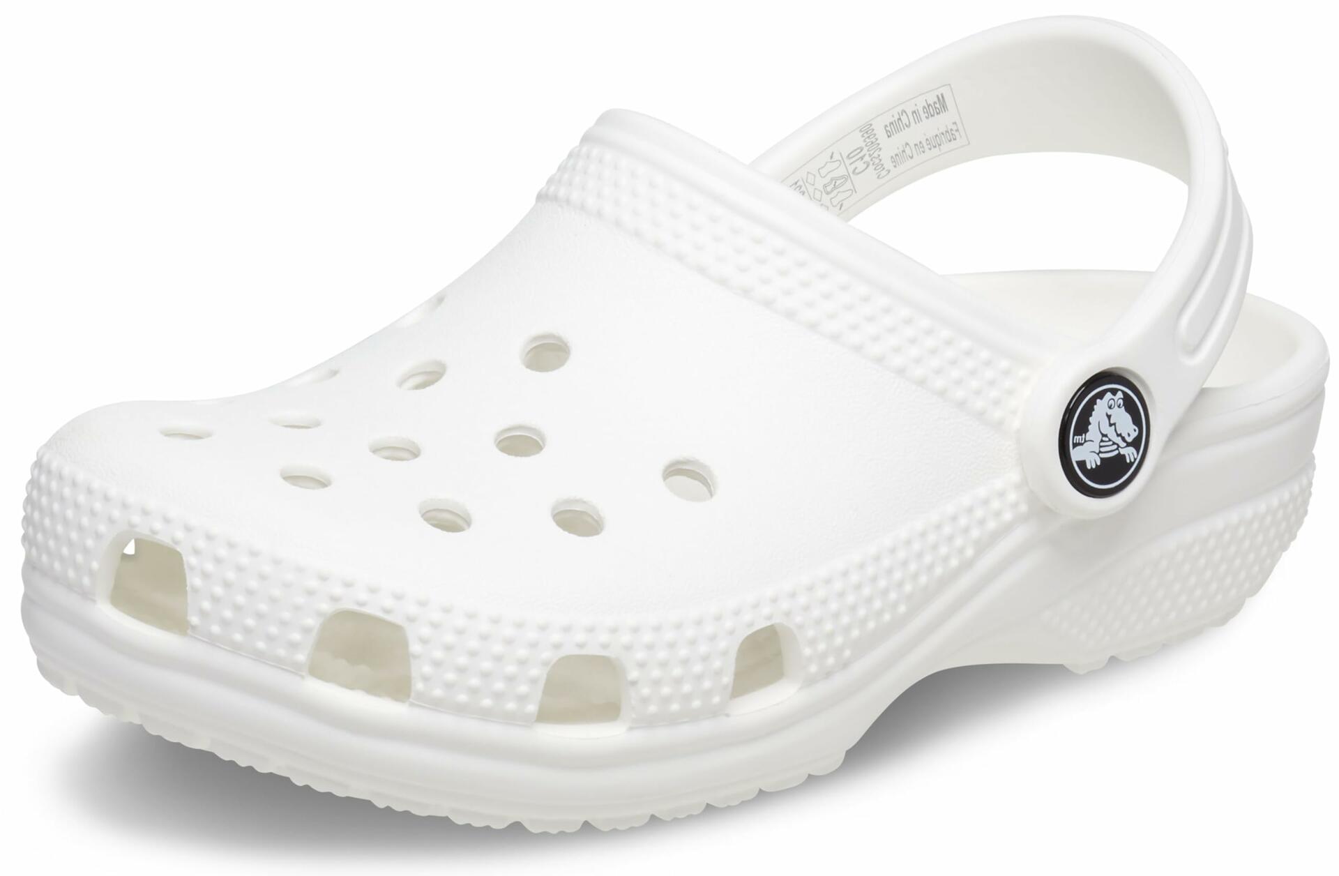 Crocs Unisex-Child Classic Clogs, White/White, 4 Big Kid