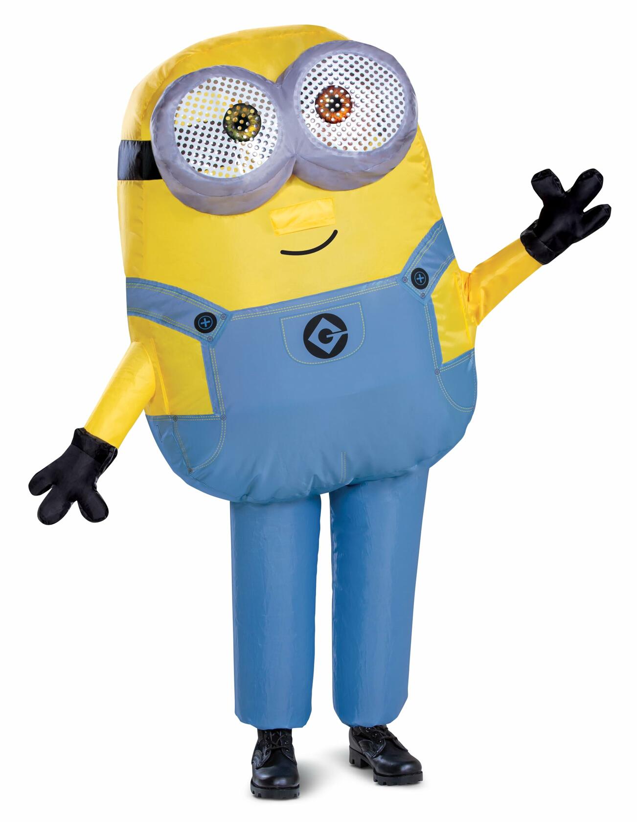 Bob Inflatable Minion Costume for Kids, Official Minions Halloween Costume, Blow Up Jumpsuit with Fan, Child Size (up to 7-8)