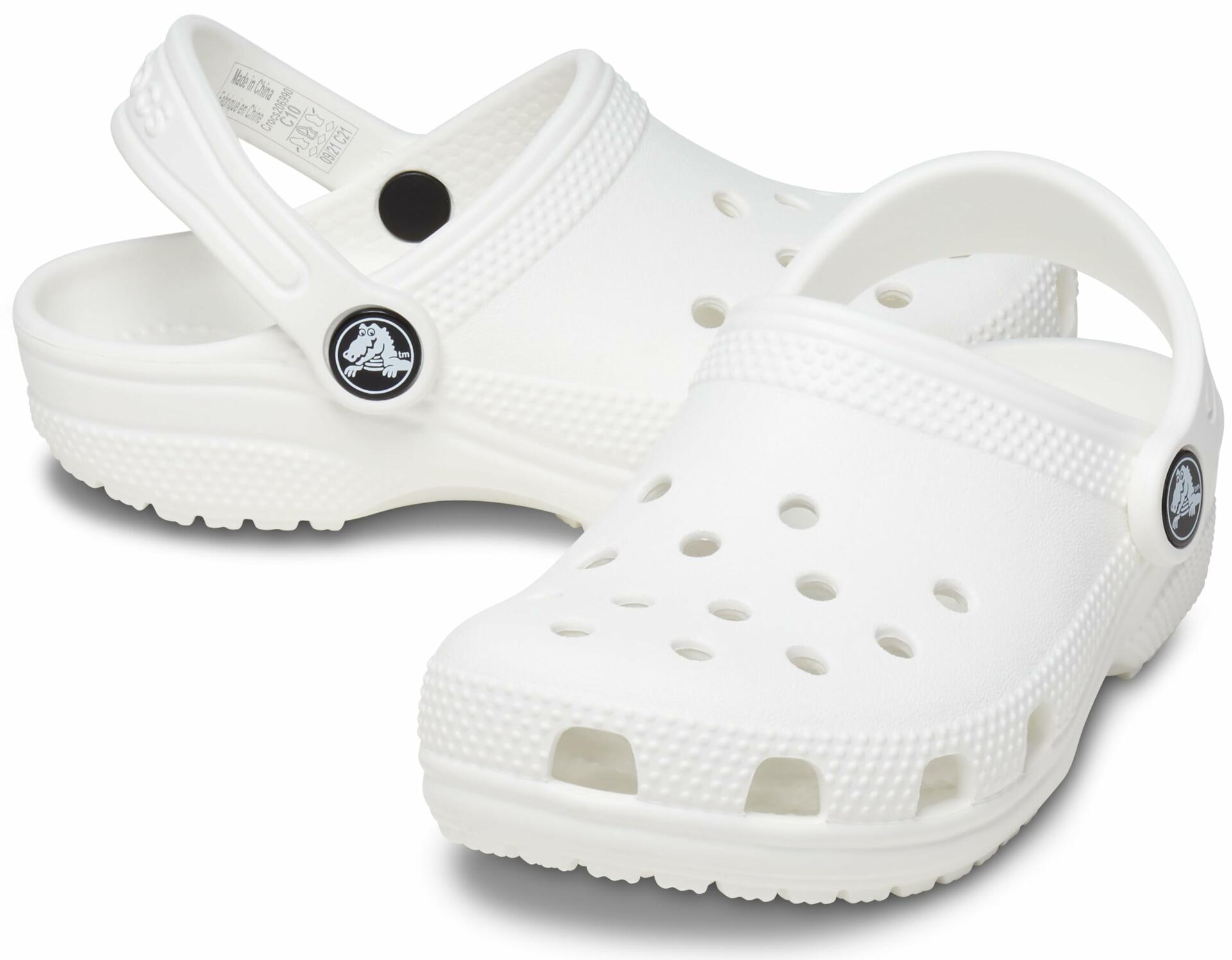 Crocs Unisex-Child Classic Clogs, White/White, 1 Little Kid