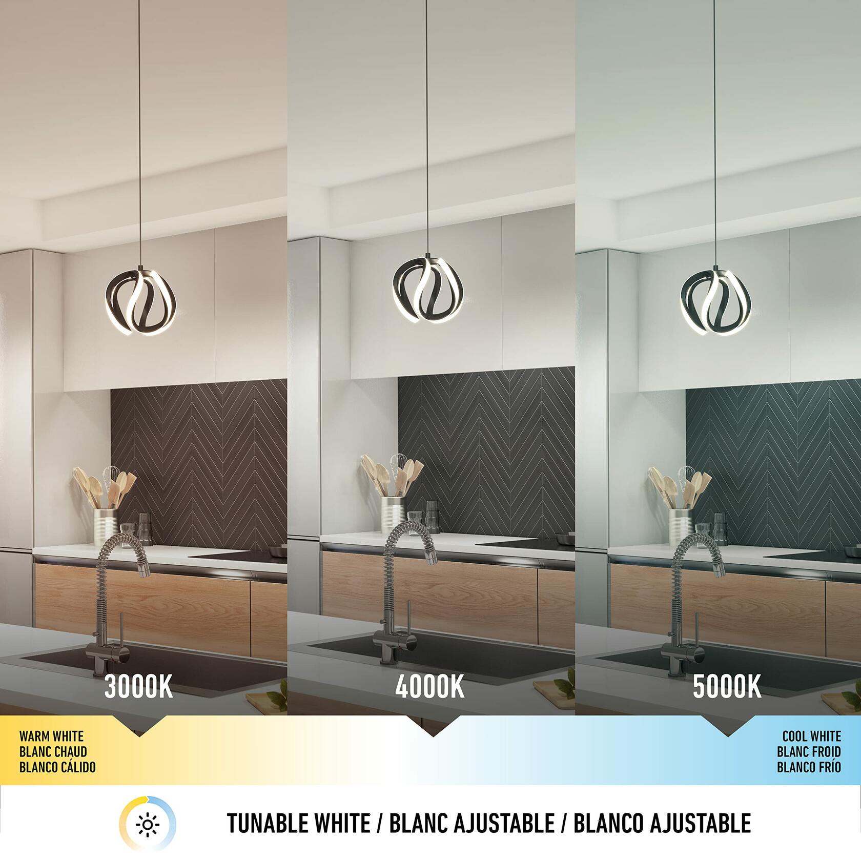 artika Vivaldi 12W LED Modern Pendant Light Fixture, Black Finish - Ideal for Dining Room, Kitchen Island Light - 800 Lumens, Tunable White Technology 3000-4000-5000 Kelvin