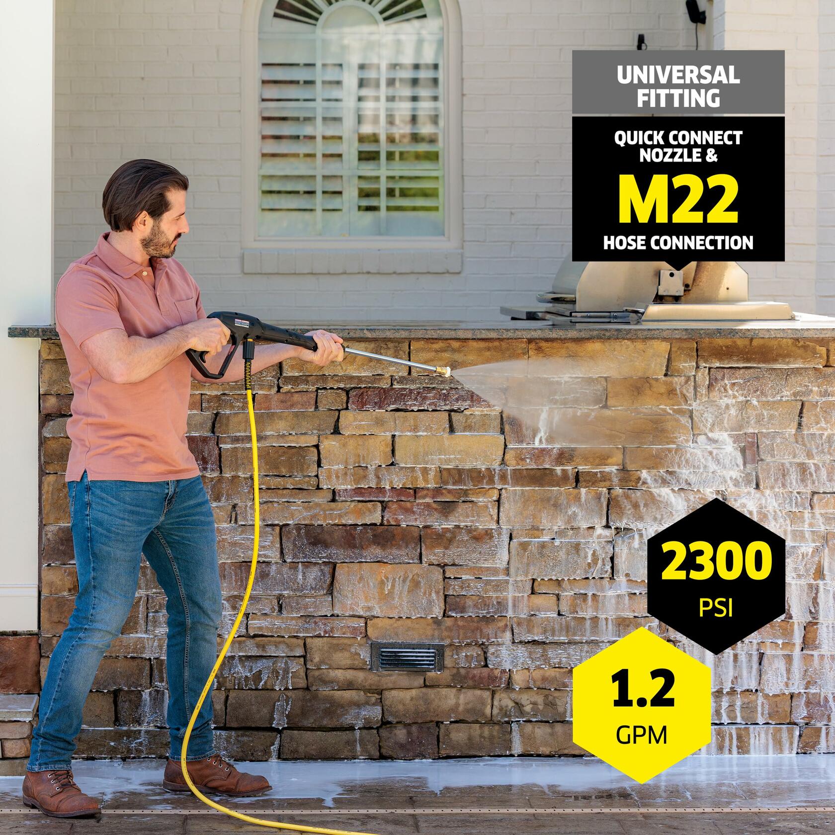 Karcher K2300PS 2300 PSI 1.2 GPM Electric Power Pressure Washer with Turbo, 15°, 40°, & Soap Nozzles