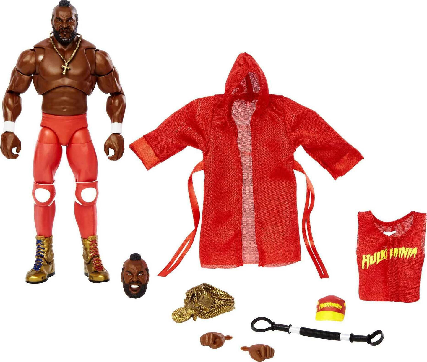Mattel WWE Ultimate Edition Action Figure & Accessories Set, Mr. T 6-inch Collectible with 30 Articulation Points, Swappable Pieces & Entrance Gear