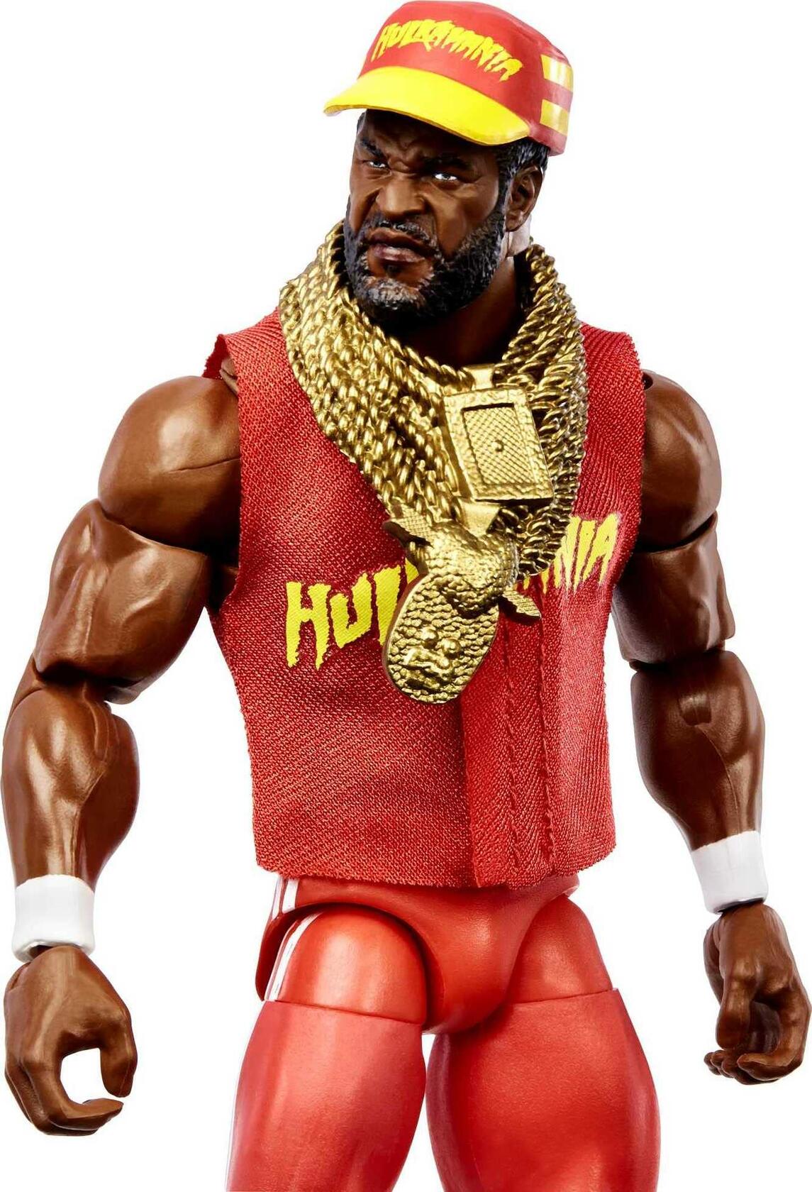 Mattel WWE Ultimate Edition Action Figure & Accessories Set, Mr. T 6-inch Collectible with 30 Articulation Points, Swappable Pieces & Entrance Gear