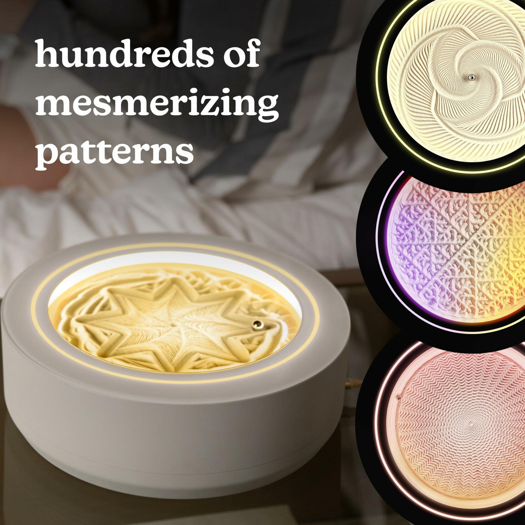 Homedics Drift Sandscape, Motion Sand, Perpetual Motion Machine, Zen Garden, Meditation Accessories, Decorative Sandscape, Bluetooth, iOS, Android, By Homedics (16 Inch (Small), Cream)