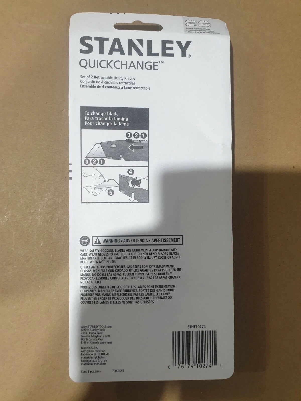 Stanley Quick Change Retractable Utility Knife – Heavy-Duty Box Cutter with Fast Blade Change, Ergonomic Grip, 2-Pack